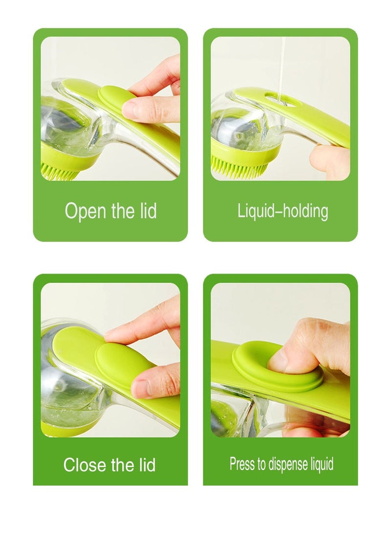 فرشاة استحمام للحيوانات الأليفة، فرشاة شامبو للكلاب مع صانع فقاعات، فرشاة استحمام جديدة 2 في 1 للكلاب مع موزع شامبو مدمج، فرشاة تدليك لتنظيف الكلاب والقطط ذات الشعر الطويل والقصير (أخضر) - Image 2